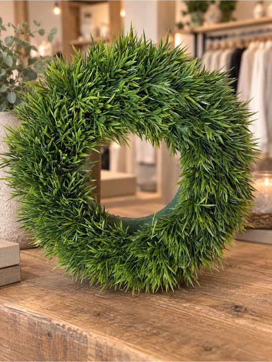 Source Unknown Other - 9” Lush Green Faux Grass Wreath